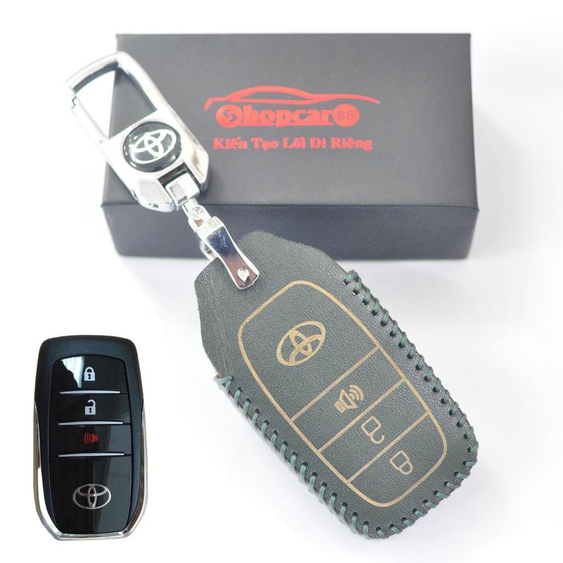 Bao Da chìa khoá xe Toyota Innova, Fortuner, Hilux 17-22. chìa thông minh, Da thật - nhiều màu sắc.
