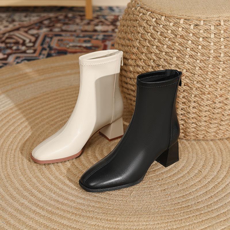 (TĂNG 1 SIZE)Bốt Nữ 7 Phân Có Lót Lông Hàng Full Hộp Phom Nhỏ Size 35 - 39 Boot   Cổ Cao GiàY