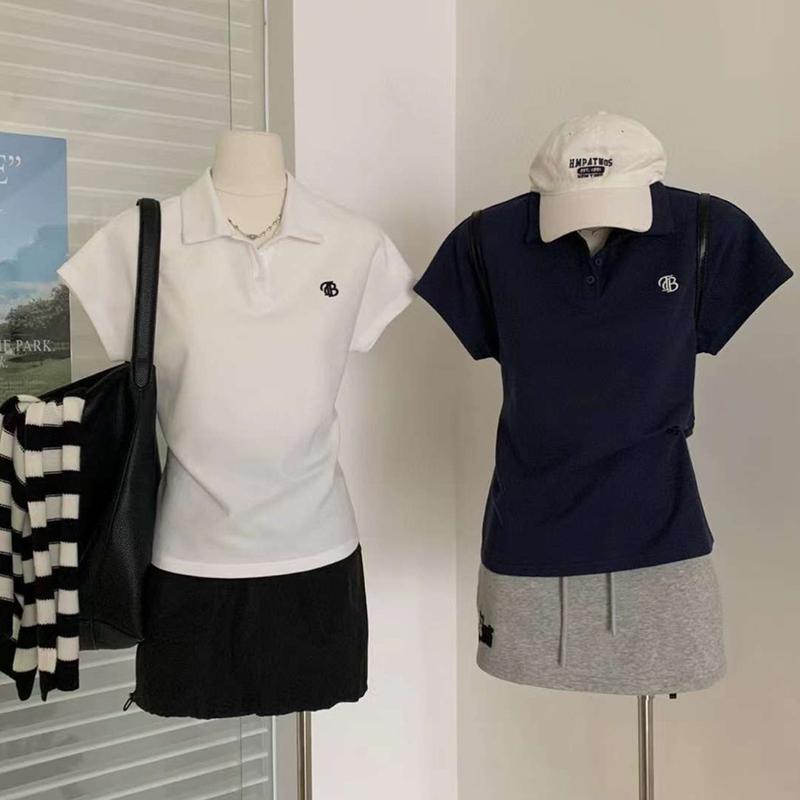 Product Introduction of Áo Polo Tay Lỡ Màu Trơn Đơn GIẢN Thêu Chữ TB tag WG.WE Minxu Shop POLO10 13
