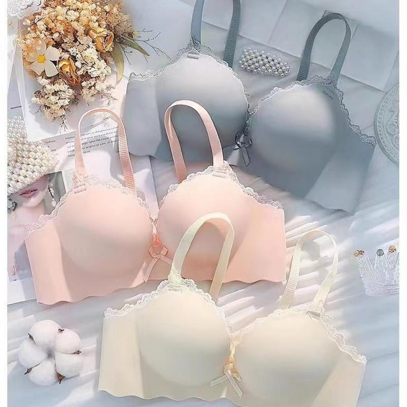 Đồ Lót Không Dây Liền Mạch Dành Cho Phụ Nữ Nâng Ngực Nhỏ Áo Mỏng Đế Dày Bộ Sưu Tập Ngực Bên Chống Chảy Xệ Áo Ngực áo có mút ngực sẵn