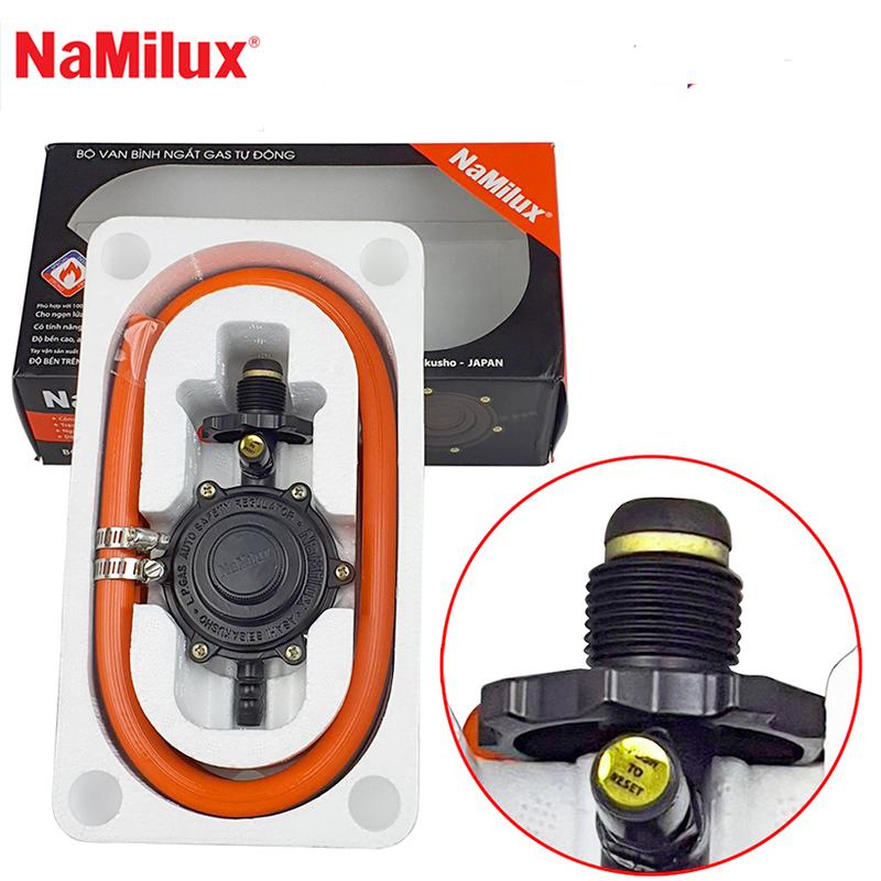 Bộ van gas điều áp tự động an toàn NAMILUX NA-345S-VN + [1.5m] dây dẫn gas + [2 cái] cổ dê - DÙNG BÌNH GAS XÁM, GAS PETROLIMEX