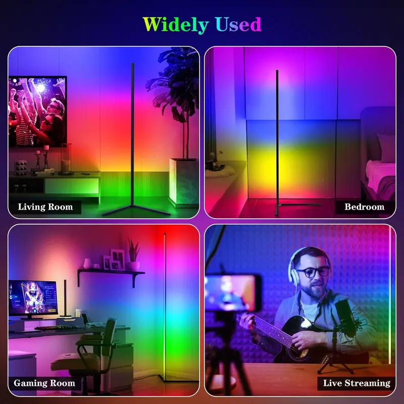 USB Powered LED Floor Lamp, RGB Color Changing LED Light with APP & Remote Control, Bluetooth-compatible Music Sync Ambient Lights For Home Gaming Room Decor 8