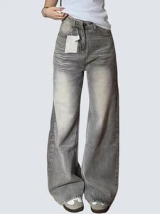 กางเกงยีนส์อเนกประสงค์ ชนิดลองขากว้างหลวม สไตล์ย้อนยุคอเมริกัน