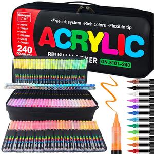 Marcador de pincel acrílico, marcador multifuncional DIY a base de agua para papel, roca, vidrio, cerámica, lienzo, marcador para estudiantes, artículos de oficina escolar