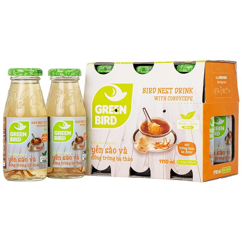 Nước Yến Sào và Đông Trùng Hạ Thảo Greenbird (6 chai x 185ml)