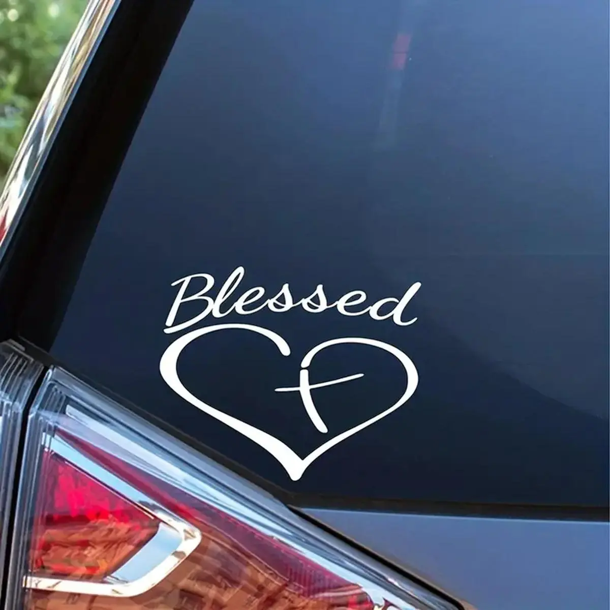 Blessed Heart & Cross Pattern Car Sticker, Car Decal Sticker, Universal Decoration Accessories for Car, Truck, & Laptop