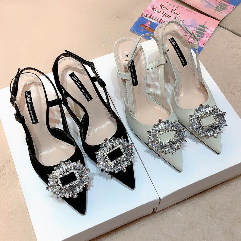 SH717. Giày cao gót 7p nữ sục hậu gót nhọn da lì phủ nhung tuyết phối khoá đá MIỄN SHIP shoes nữ đi chơi Noel Tết