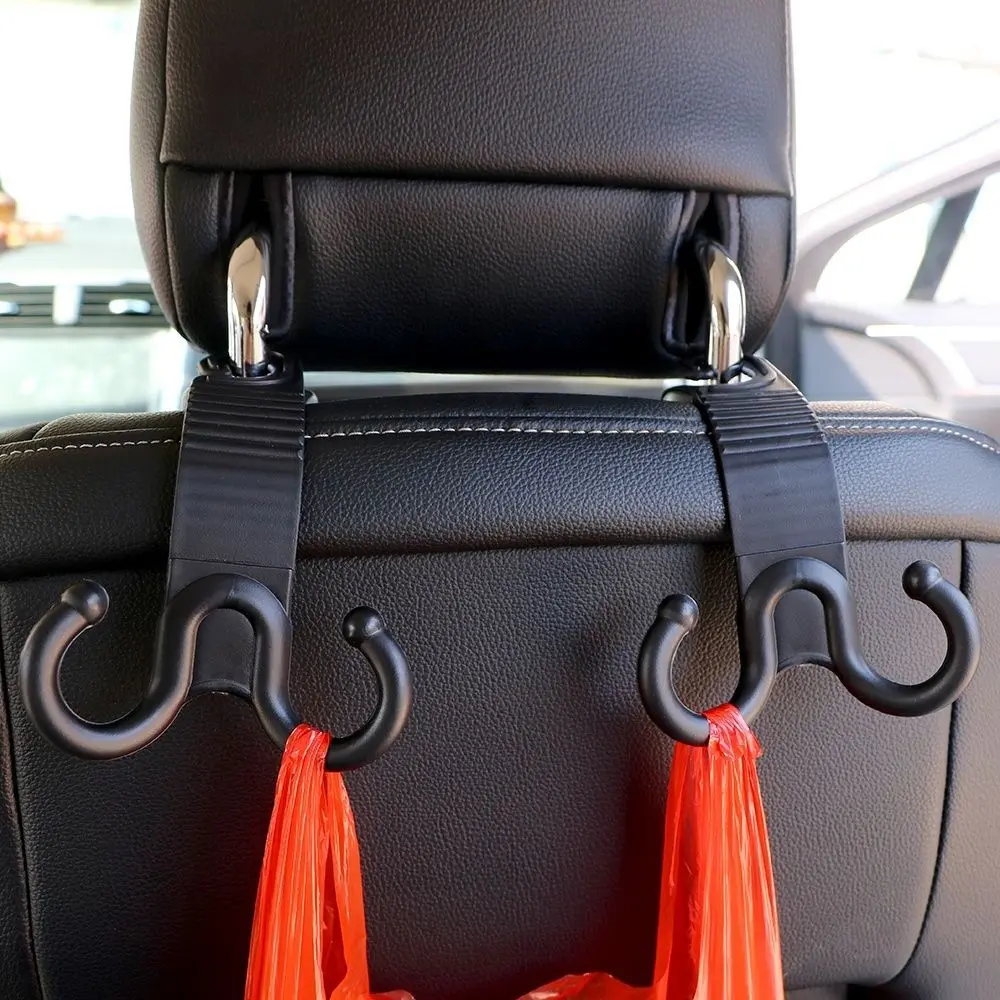 Practical 2 Pcs Seat Back Food Holder Double Hook Claw Type Bag Clip Car Cargo Hook Seat Headrest Hanger Hook