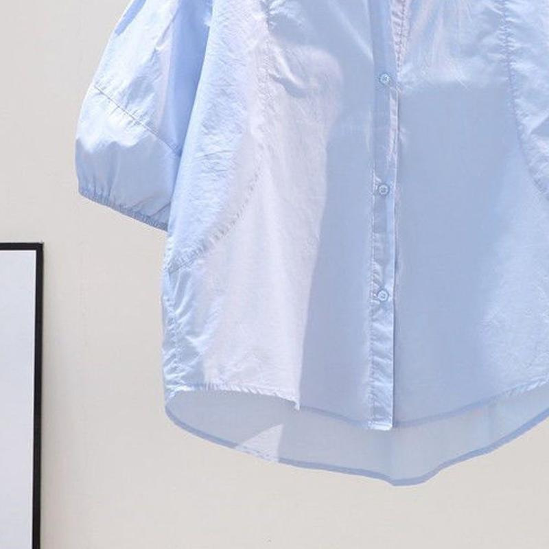 Product Introduction of Áo Sơ Mi Cho Nữ, Phong Cách Công Sở Thường Ngày Thiết Kế Trơn Tay Phồng, Thanh Lịch, Áo Thường Ngày Dáng Rộng Thời Trang Gấp Bất Đối Xứng Hàng Mới Về Mùa Hè, Phong Cách Thanh Lịch, 2024 21