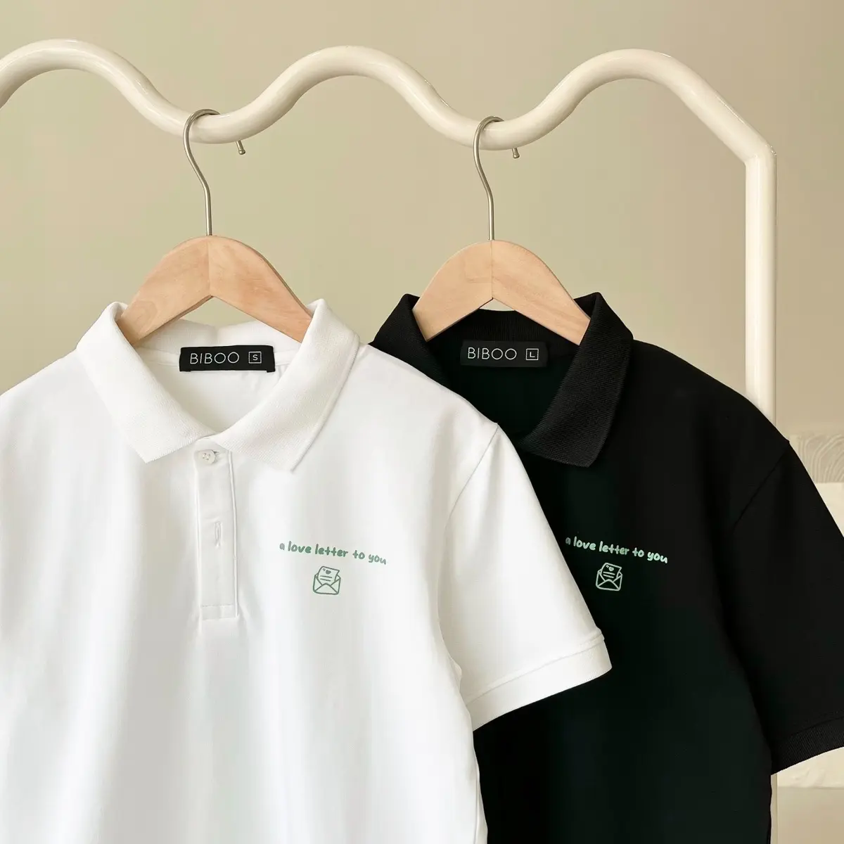 BIBOO - Áo polo có cổ tay ngắn form unisex nam nữ A LOVE LETTER TO YOU chất liệu cotton cao cấp