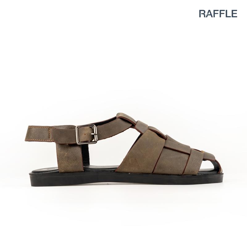 Dép Da Bò Nam Raffle Fisherman Sandal  - Grey Kiểu Dáng Thanh Lịch, Đế Đúc Cao Su Chống Trượt 1