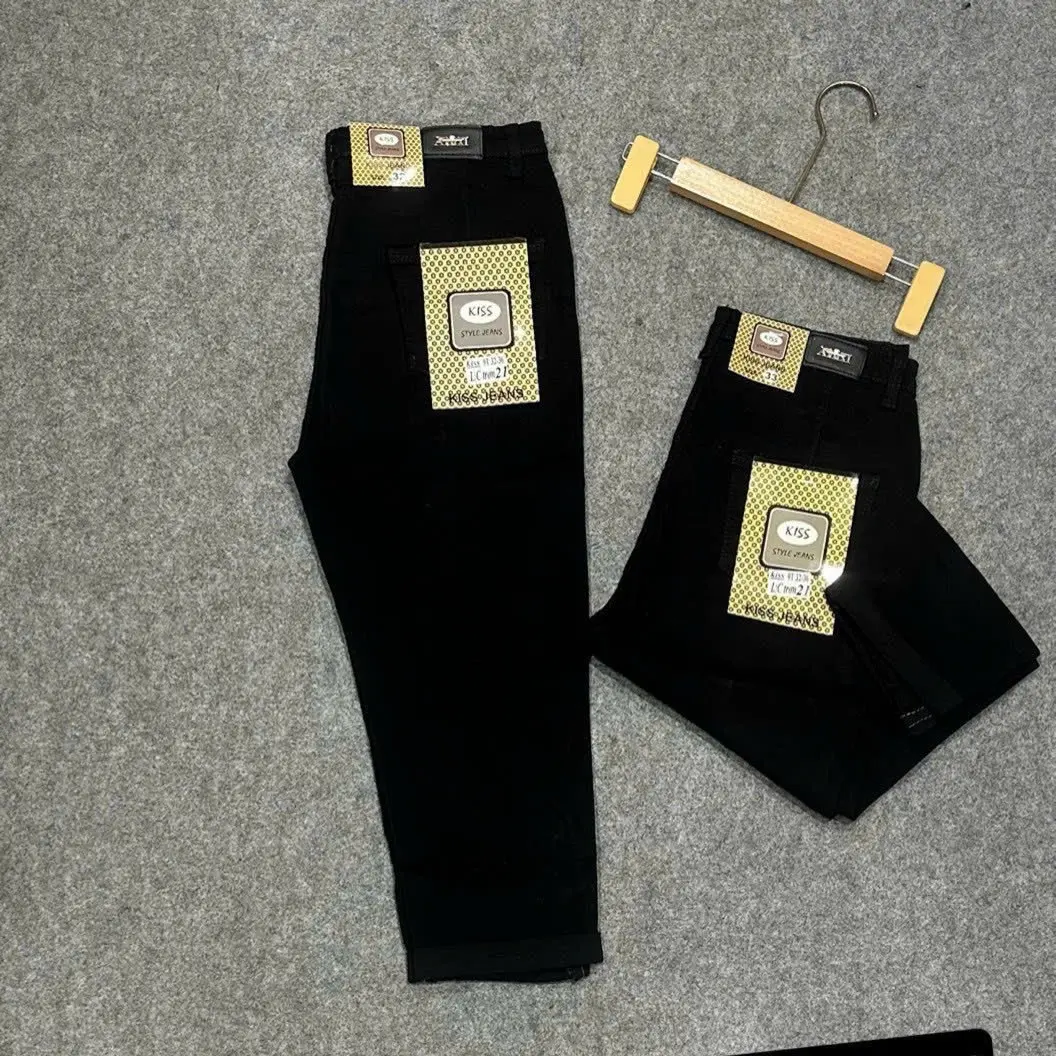 Quần jean 9 tất đen 1 nút size 26-36 (38-75kg) trơn