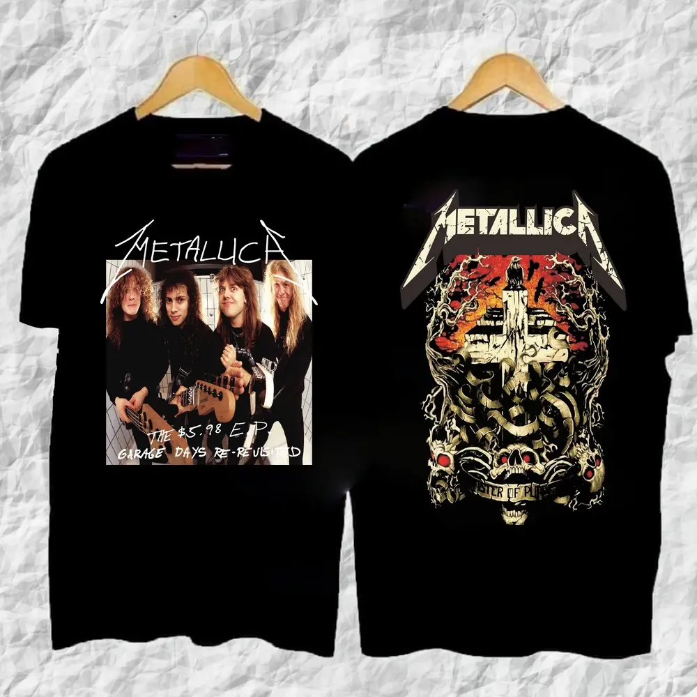 [COD ready to ship] Rock Band Metallica Black Shirts For Man Tops Street Style Oversized tshirt