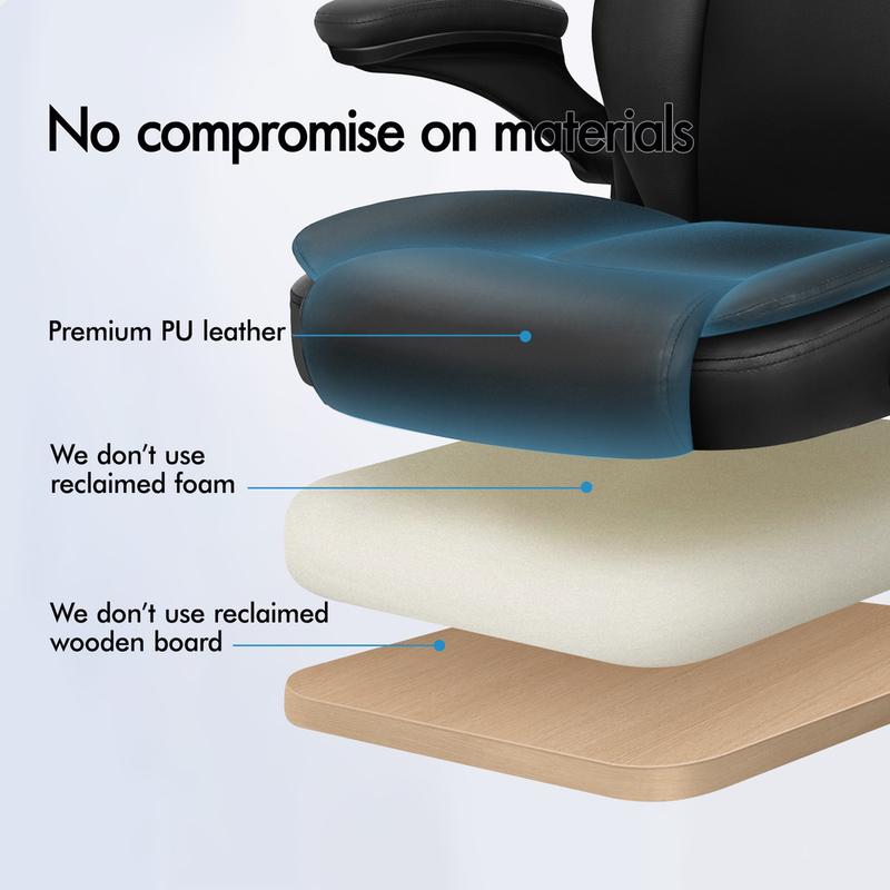 ELFORDSON Massage Office Chair Executive Computer Gaming Seat PU Leather Black 4