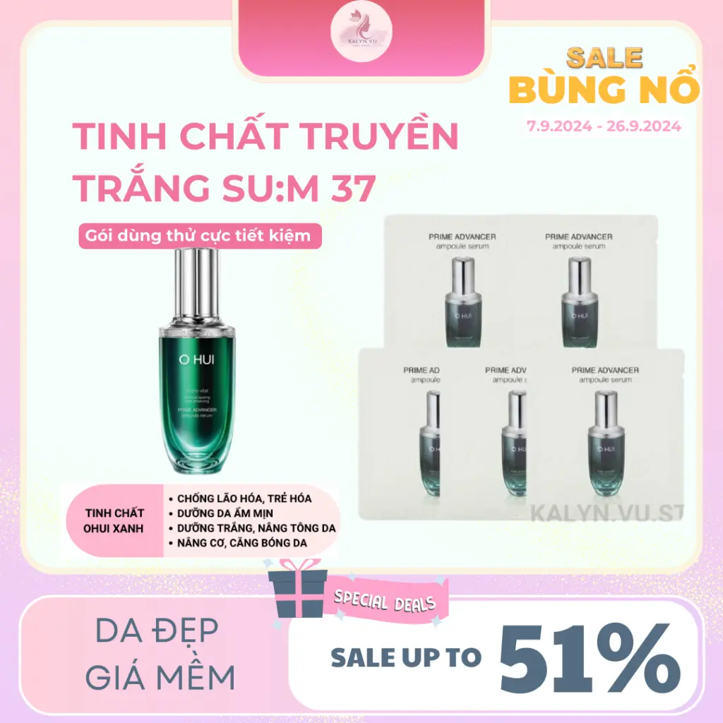 [1 gói] Tinh chất trắng da ngăn ngừa lão hóa giúp da sáng khỏe mịn màn – OHUI Prime Advancer Ampoule Serum 1ml