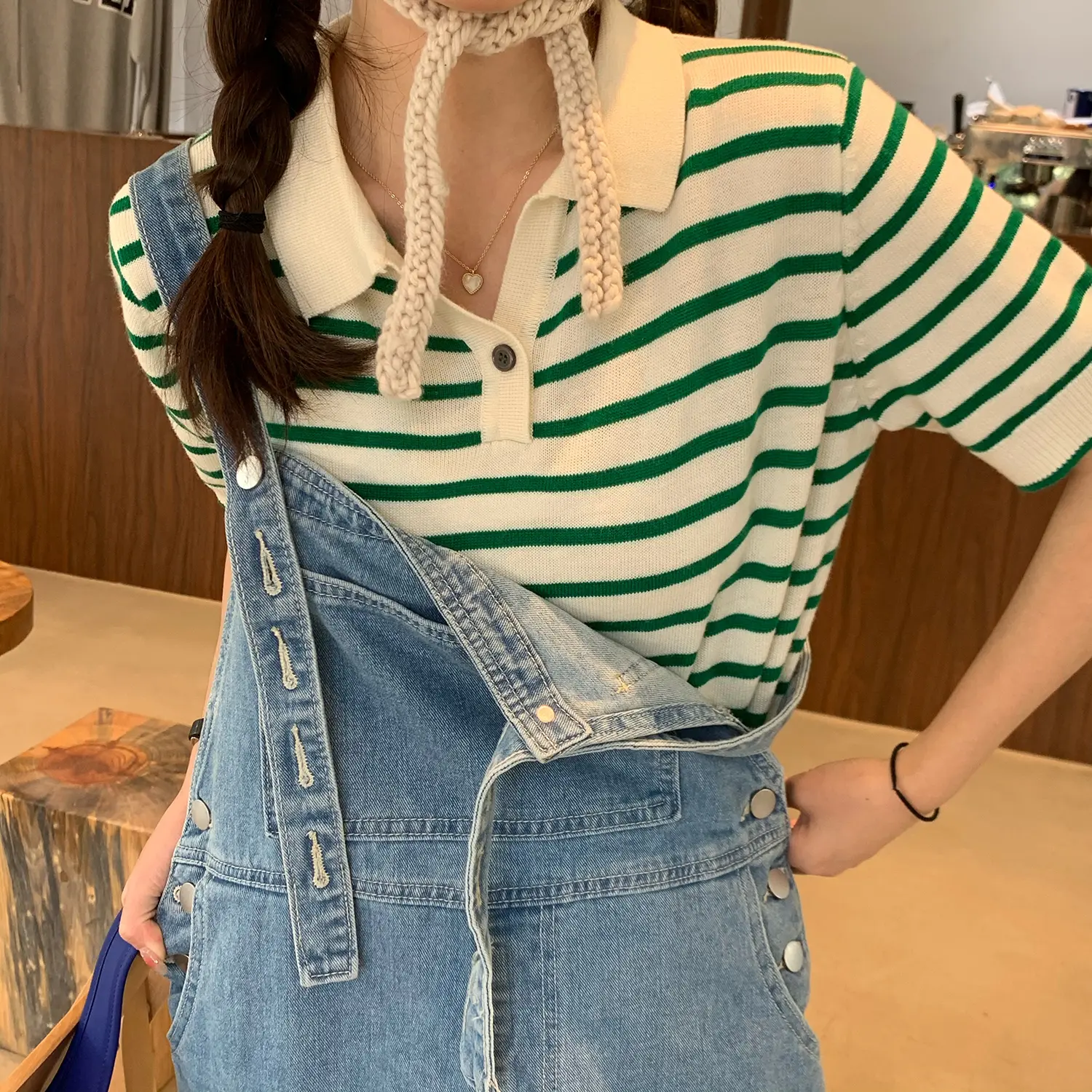 Áo Sơ Mi Ngắn Tay Dệt Kim Sọc Độc Đáo Cao Cấp Phong Cách Preppy, Áo Polo Ngầu Ngọt Ngào Áo Thun Nữ, Thời Trang, Hàng Mới Về Mùa Hè Top Women