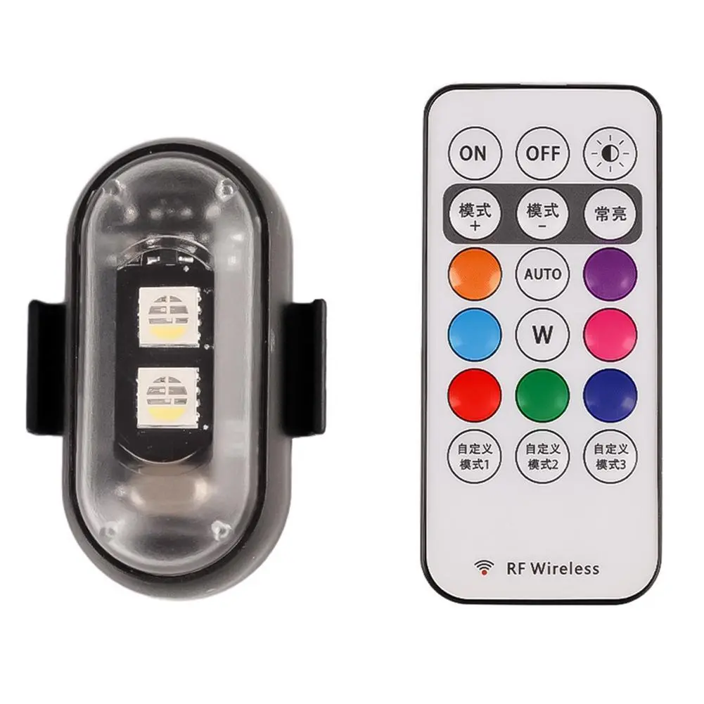 Motorcycle LED RGB Warning Light Universal Mini Signal Light Drone With Controller Strobe Light 7 Color Indicator Safety Lights