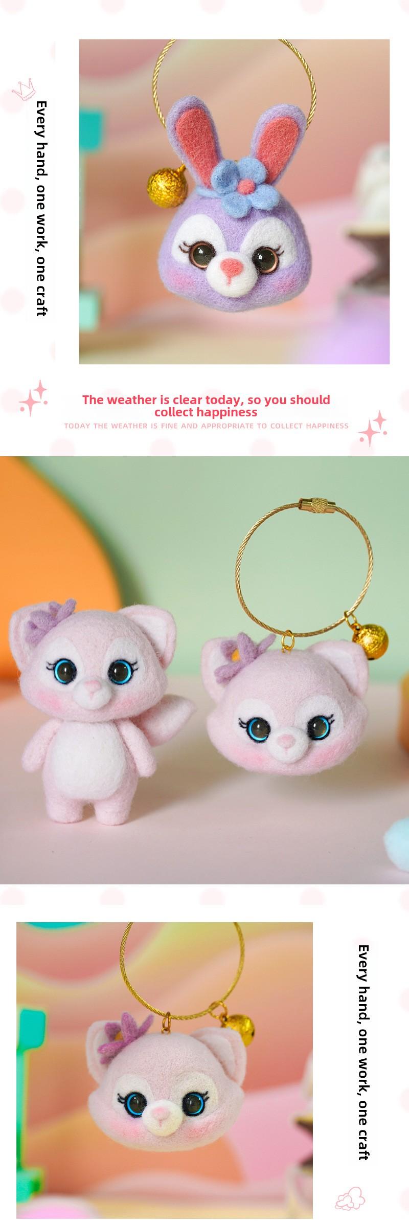 Product Introduction of Wool Felt Poking Fun Cute Animal Bunny DIY Craft Kit Doll Birthday Gift Keychain Student Adult Handmade Toy 3