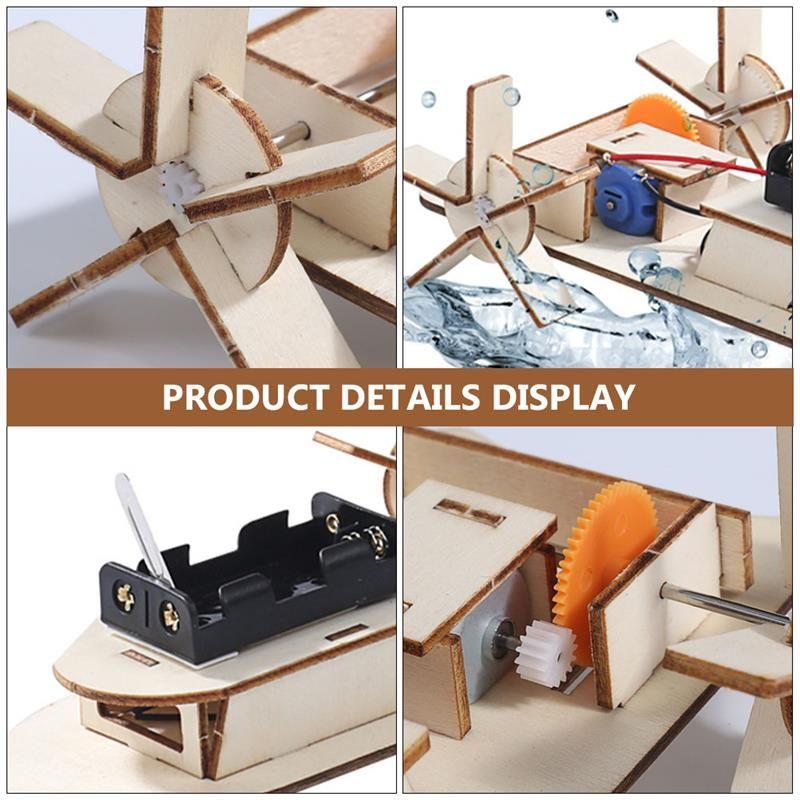 Kapal Mainan Anak Diy Mainan Kapal Rakit Elektrik Puzzle Kapal Kayu Elektrik 3