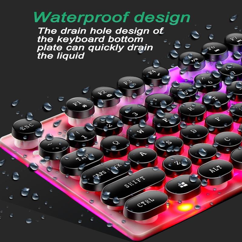 Keyboard Gaming Set RGB LED Mechanical - Waterproof, 104 Tombol, Mouse 1000 DPI USB, Cocok untuk PC