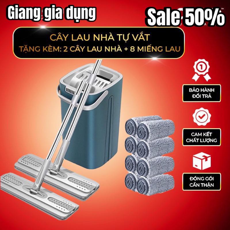 Bộ Cây Lau Nhà Thông Minh 360 Độ Cao Cấp Kèm 2 Chổi Lau 8 Bông Lau - Làm Sạch Hiệu Quả Cán Inox Không Gỉ Phù Hợp Với Mọi Gia Đình Lau Sàn