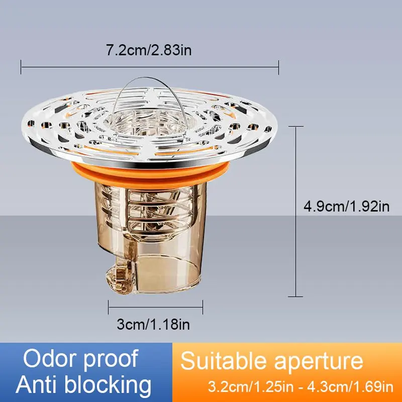 Kitchen Sink Drain Filter, 1 Count Stainless Steel Automatic Closing Anti-odor Drain Filter,  Sink Accessories for Home Kitchen Bathroom 3