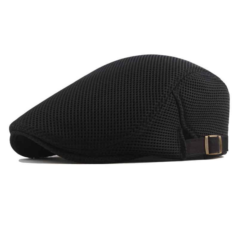 Product Introduction of Hollow mesh breathable visor beret solid color peaked cap 7