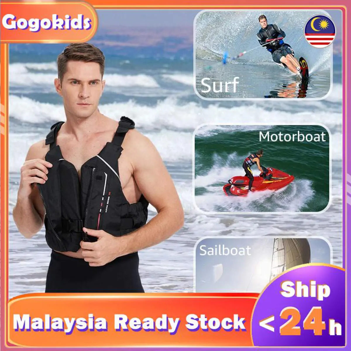 【Zeraty】（48 hours）Shipping from Malaysia Jaket selamat profesional lelaki dewasa Adults Life Vest Swimsuit Swimwear Swimming Floating Fishing Bloating Surf Drifting Outdoor Kayaking Safe Comfortable Cool Fashion Outdoor Family Party