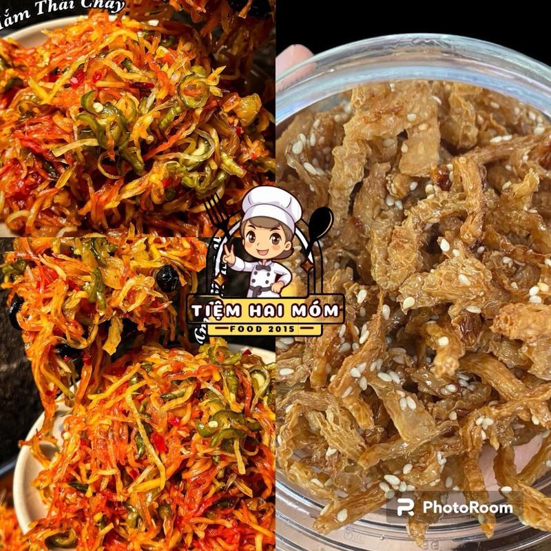 [Đồ Ăn Chay Tháng 7 Vu Lan] [COMBO BÚN NƯỚC TƯƠNG] Set 2 Món Mắm Thái Đu Đủ Chay & Khô Heo Chay Giòn Ăn Bún Nước Tương Siêu Ngon, Vị Mặn Ngọt Cay Nhẹ