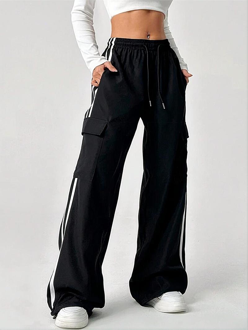 Product Introduction of Women's Pocket Design Cargo Pants, Casual Street Straight Leg Trousers for Daily Wear, Ladies Bottoms for All Seasons 1