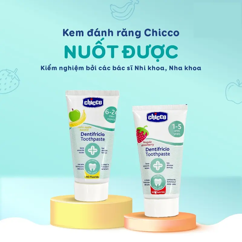 [CÓ BILL] Kem đánh răng cho bé CHICCO - Nhập khẩu Italia - Chứng nhận an toàn cho bé - Size to tiết kiệm 50ml 0