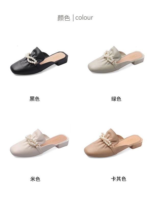 Product Introduction of Women's Summer Fashionable Outdoor Slippers 2022 New Korean Style Internet Celebrity Ins Home Non-Slip Cute Trendy Closed Toe Half Slippers 4
