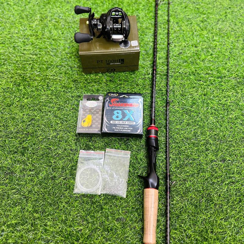 [Tặng Dù+Mồi+Khóa leader]Combo Ngang Cần TNQ + Máy Daiwa PT100, Cần máy trâu bò + Tặng Dù+Nhái+khóa leader - Đi Câu, Câu Cá