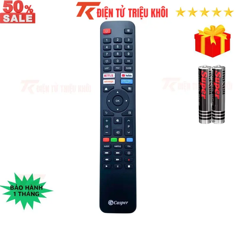 Remote điều khiển tivi Casper Mã 08, điều khiển TV Casper - Tặng kèm pin - Điện Tử Triệu Khôi 0