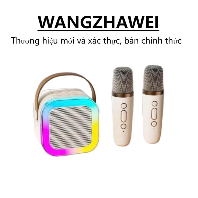 Bộ Loa Bluetooth + 2 Mic Không Dây Mini Hát Karaoke Tại Nhà K12,Bộ karaoke cầm tay Củ Loa Nghe Nhạc Kem