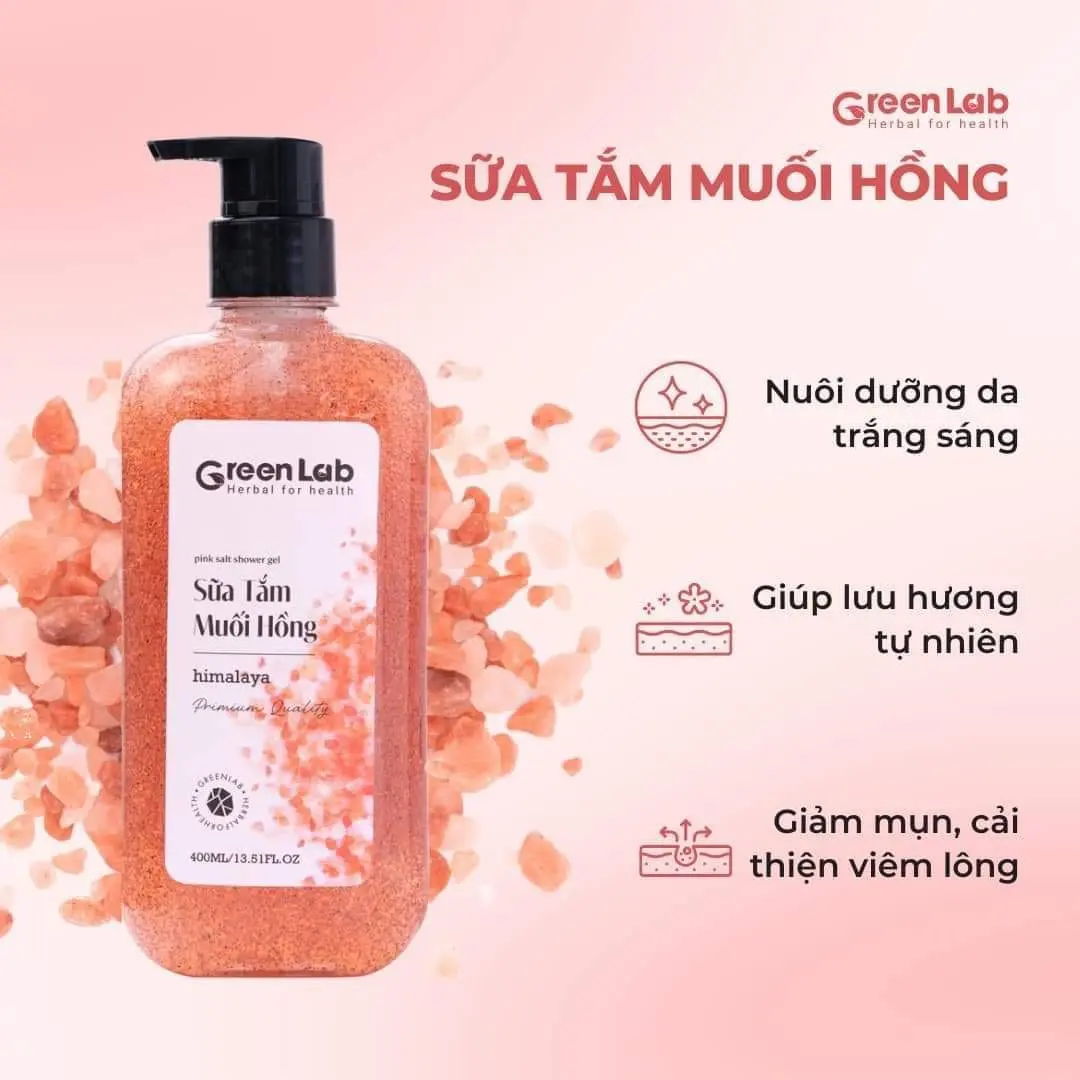 Sữa tắm muối hồng (Mụn lưng, viêm chân lông, Da dầu, Da tiết bã nhờn)