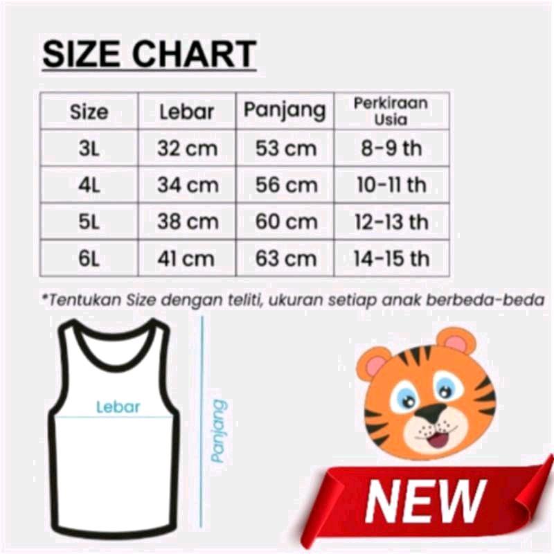 6 Pcs Kaos Dalam Singlet Anak unisex Putih Polos 8 -15 Tahun Fashion 5