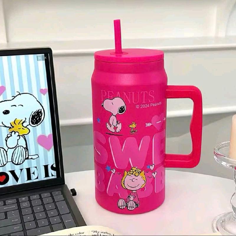 Bình giữ nhiệt Snoopy 1500ml có tay cầm ,giữ nóng Lạnh 4-6h họa tiết in 3D