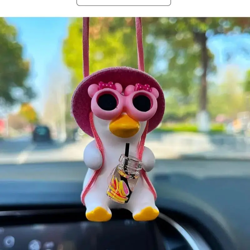 Cute Swinging Duck Design Car Ornament, Car Rearview Mirror Hanging Decoration, Car Interior Decoration Accessories for Women & Girls 7