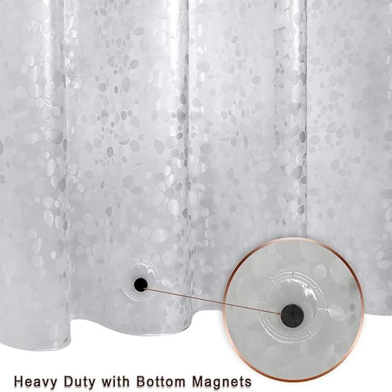 Waterproof Shower Curtain, 1 Count Translucent Cobblestone Pattern Shower Curtain with 12pcs Hooks, Decorative Shower Curtain for Bathroom  Home Dormitory Hotel Salon 4