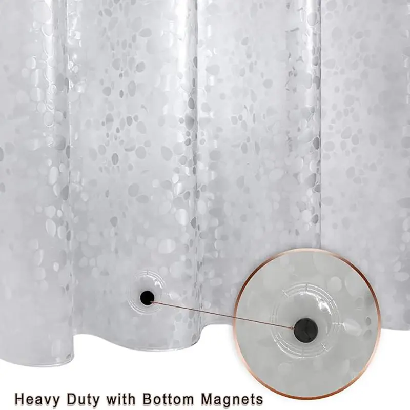 Waterproof Shower Curtain, 1 Count Translucent Cobblestone Pattern Shower Curtain with 12pcs Hooks, Decorative Shower Curtain for Bathroom  Home Dormitory Hotel Salon 4