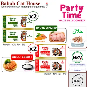 2 PCS PARTY TIME KALENG grain free wet food super premium makanan kucing basah