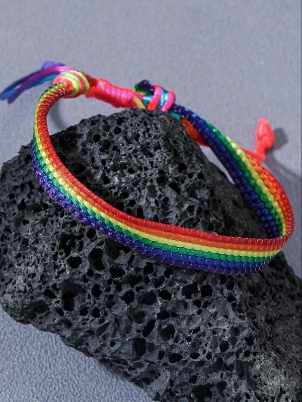 Unisex Simple Rainbow Colorful Drawstring Bracelet, Fashion Street Style Bracelet for Women & Men, Trendy All-match Jewelry As Birthday Gift 6