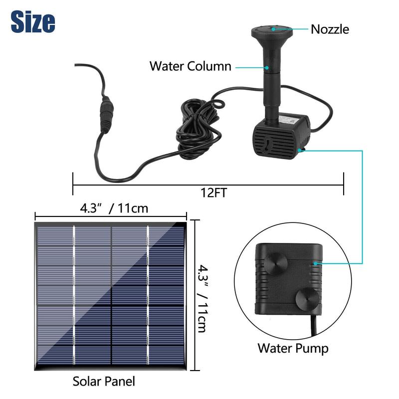 Product Introduction of Bộ Đài Phun Nước Năng Lượng Mặt Trời, 1.2W, 200L / H, Bộ Bơm Nước Nổi Chìm, Thích Hợp Cho Bồn Tắm Chim, Ao, Hồ, Trang Trí Sân Vườn Ngoài Trời, Bộ Đài Phun Nước Cảnh Quan 50