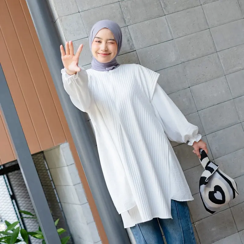 Mybamus Gemma Two In One Tunic - Atasan Muslim Wanita - Atasan Wanita Lengan Panjang - Blouse Kekinian 2