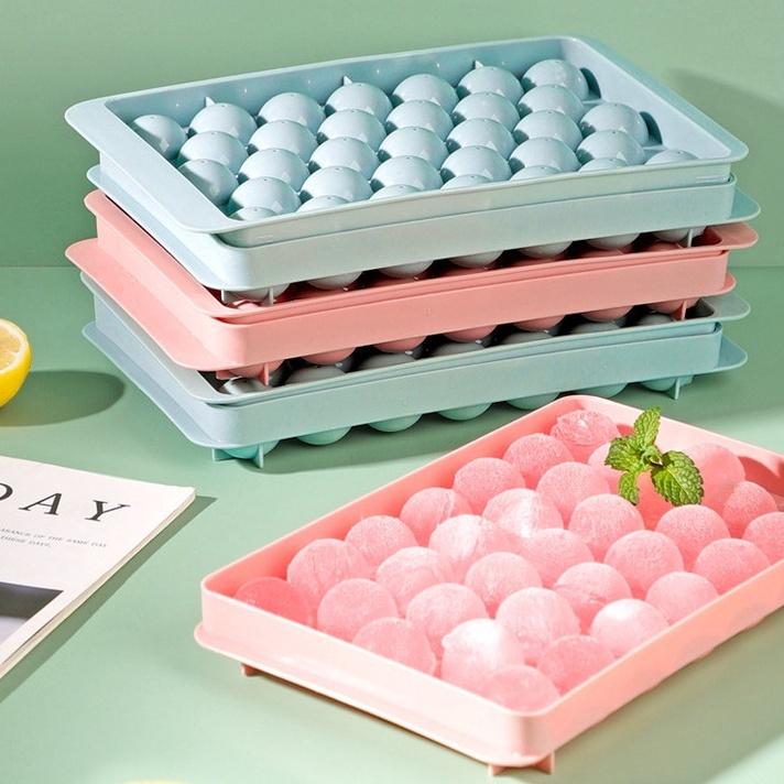 Combo 8 Khay làm đá viên tròn khuôn làm thạch rau câu 33 ô