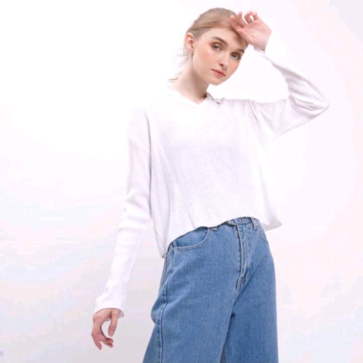 Naomi Atasan rajut polo crop top | outer wanita berkerah 7