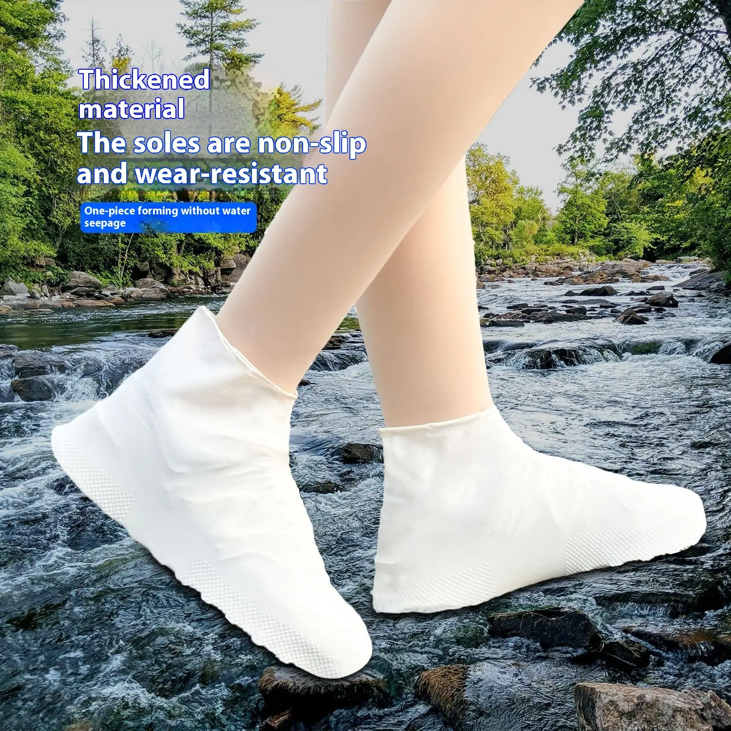 Outdoor waterproof shoe cover, rain shoe cover, waterproof and sand-proof thickened wear-resistant, latex shoe cover, rainproof and portable, reusable foot cover