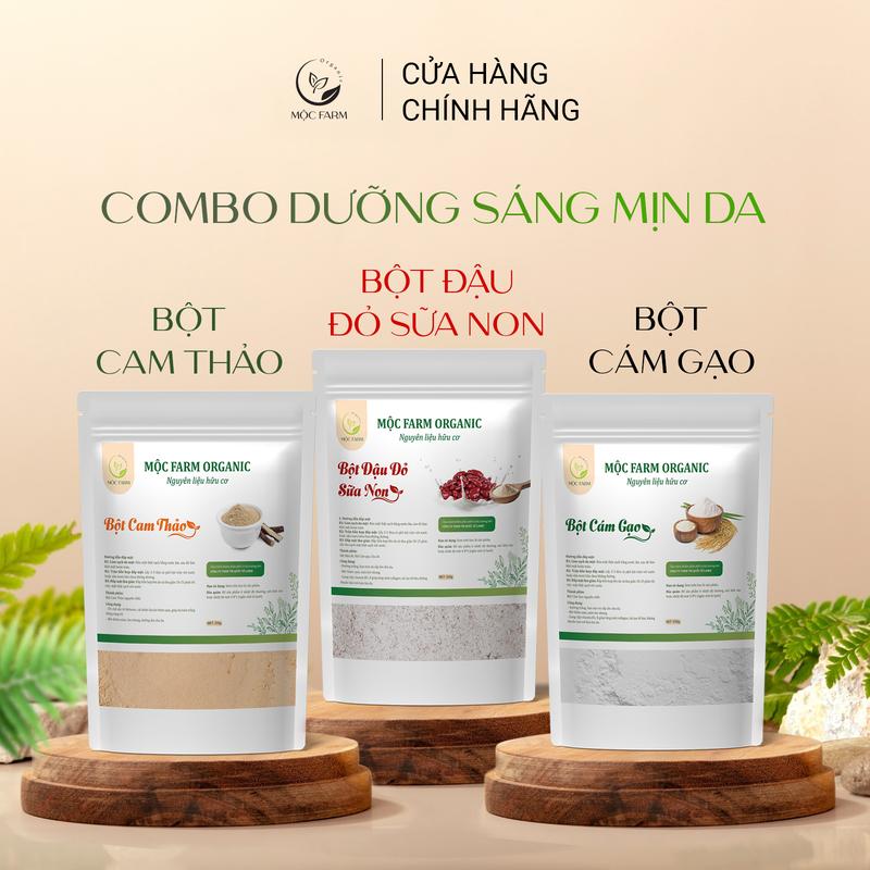 Combo Ủ Trắng 3 Túi Bột Đậu Đỏ Sữa Non ( 250Gr ) + Bột Cam Thảo ( 250Gr ) + Bột Cám Gạo ( 250Gr ) Sản Phẩm Skincare Da Mặt Và Body, Hỗ Trợ Dưỡng Trắng Mịn Da, Mờ Thâm Sạm, Tẩy TBC