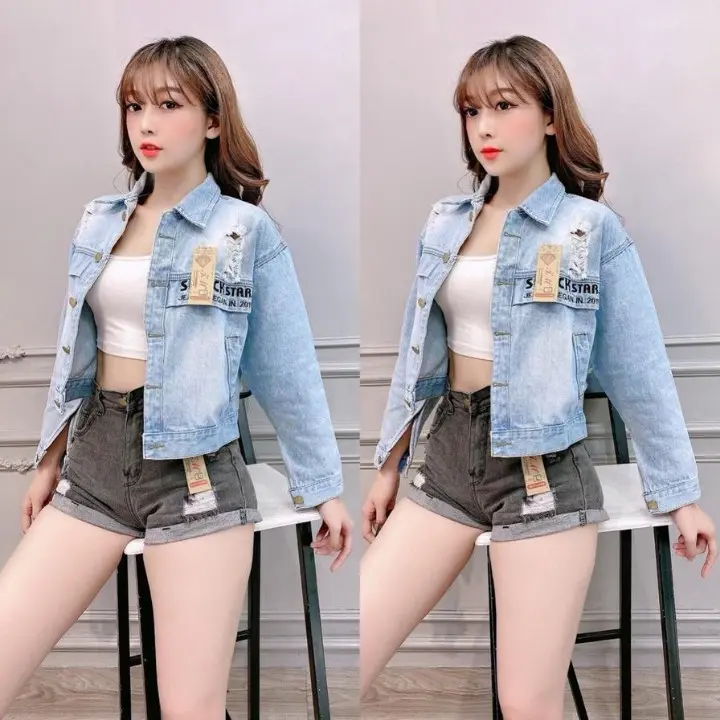 [TIK] Áo khoác nữ jean Thêu Chữ Nice To You bao chất xinh xinh-A3131 3